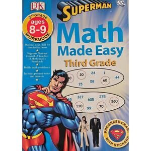 NEW Superman 3rd Grade Workbook Math Made Easy Homeschool Tutor Teachers